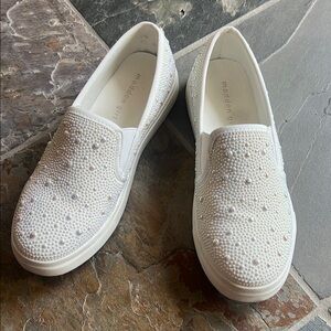 Madden Girl White Sparkle Slip-On Sneakers